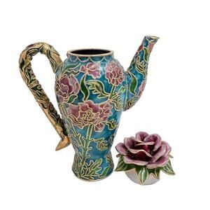 ❤️SOLD❤️Vintage Teapot Metal Enamel Cloisonne Minature Decorative Teapot